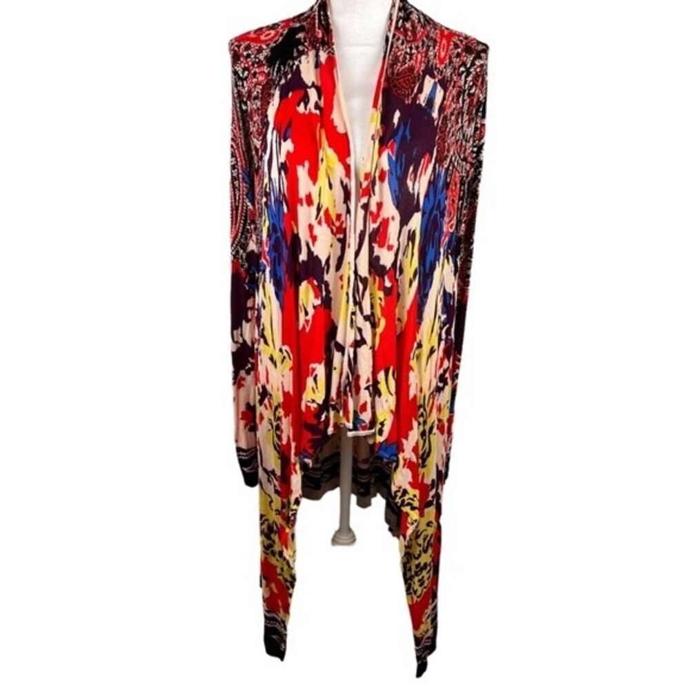 Focus 2000 Lightweight Colorful Cardigan Large Open Front Knit Sweater